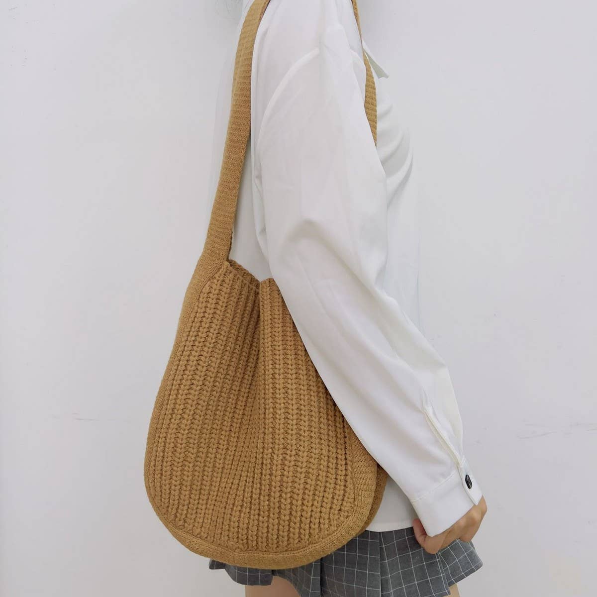 CWAB4578_SOLID COLOR KNITTED CROSSBODY SHOULDER BAG