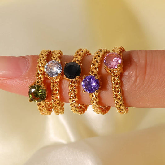 ZIRCON INLAY RINGS ADJUSTABLE TITANIUM STEEL RINGS_CWAJE1238