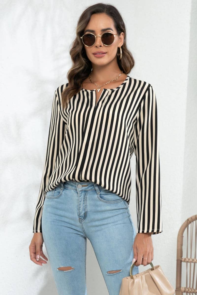 CWTSTL2159_PRINTED STRIPED LONG-SLEEVED SHIRT TOP