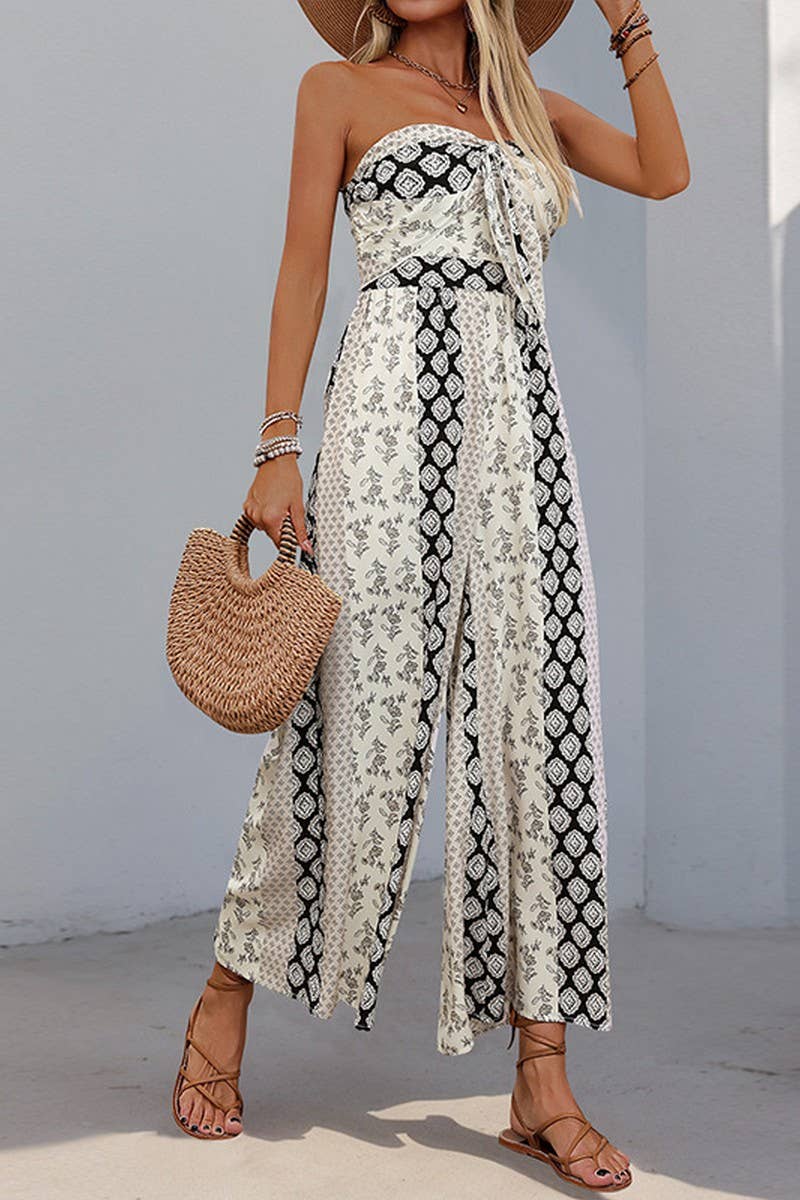 CWSJS1686_HIGH WAIST TIE WAIST BOHO WIDE LEG JUMPSUIT