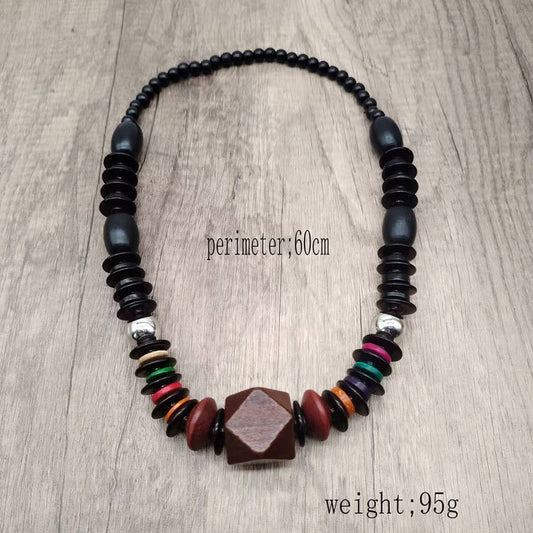 COCONUT SHELL PENDANT COLORFUL VINTAGE WOODNECKLACE