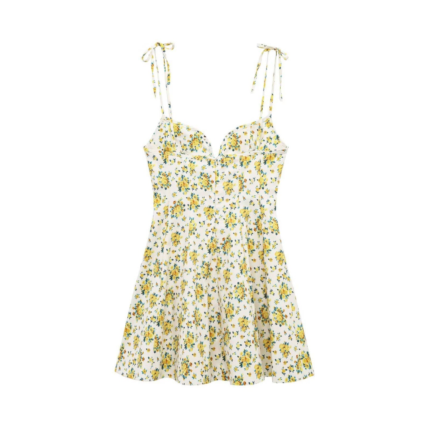 Fashionable floral printed poplin halter dress