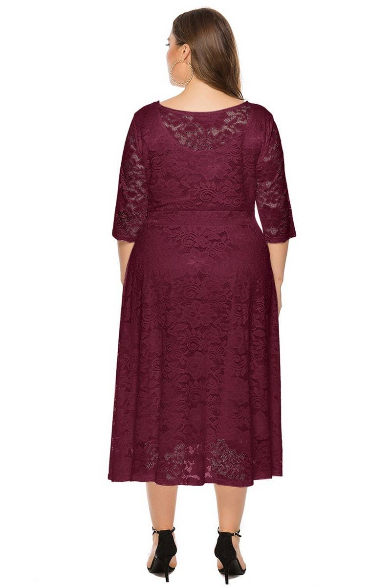 CWDMD3207_PLUS SIZE LACE POCKET EVENING GOWN DRESS