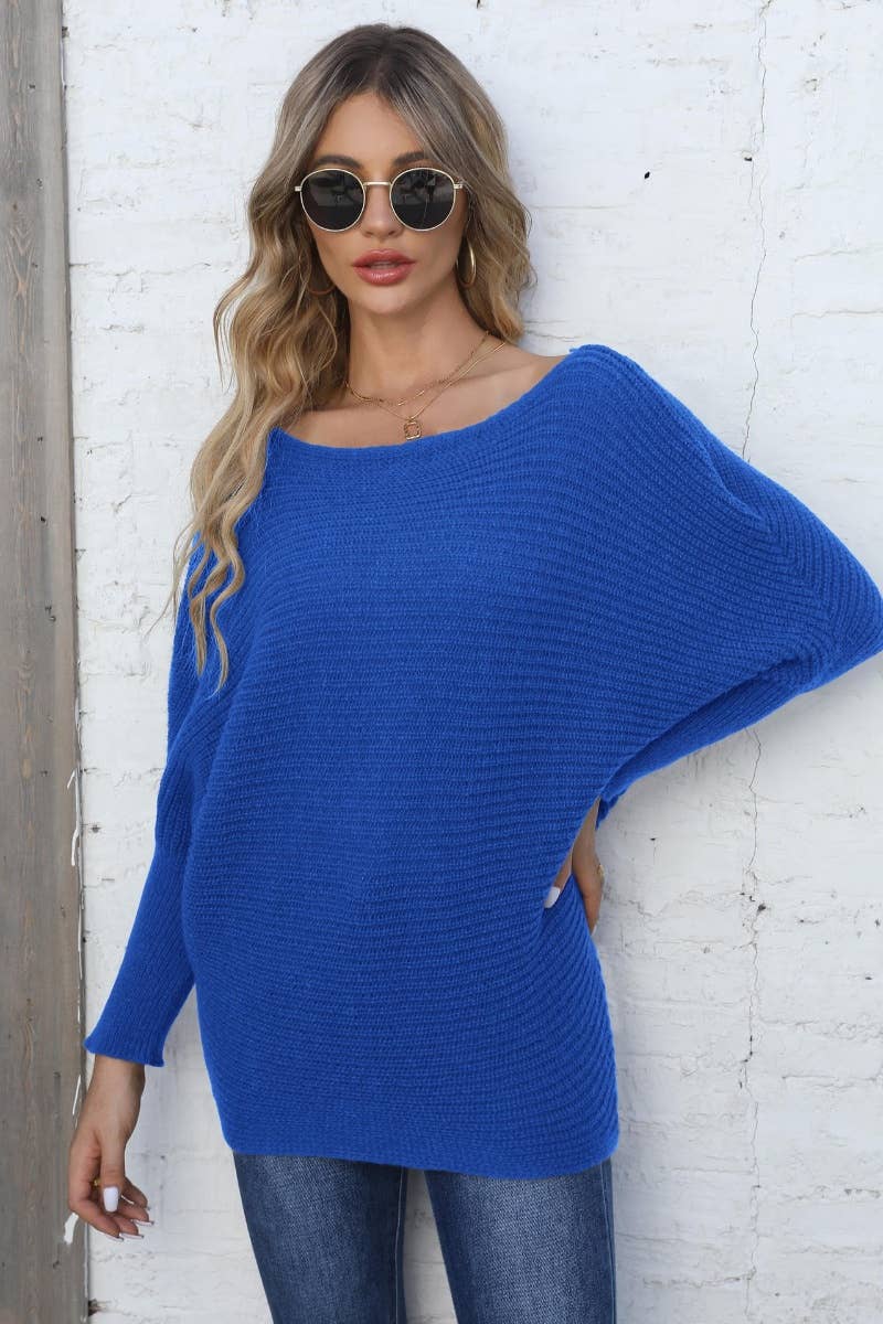 CWOSWL6725_CREW-NECK BAT-SLEEVED LONG-SLEEVED SWEATER