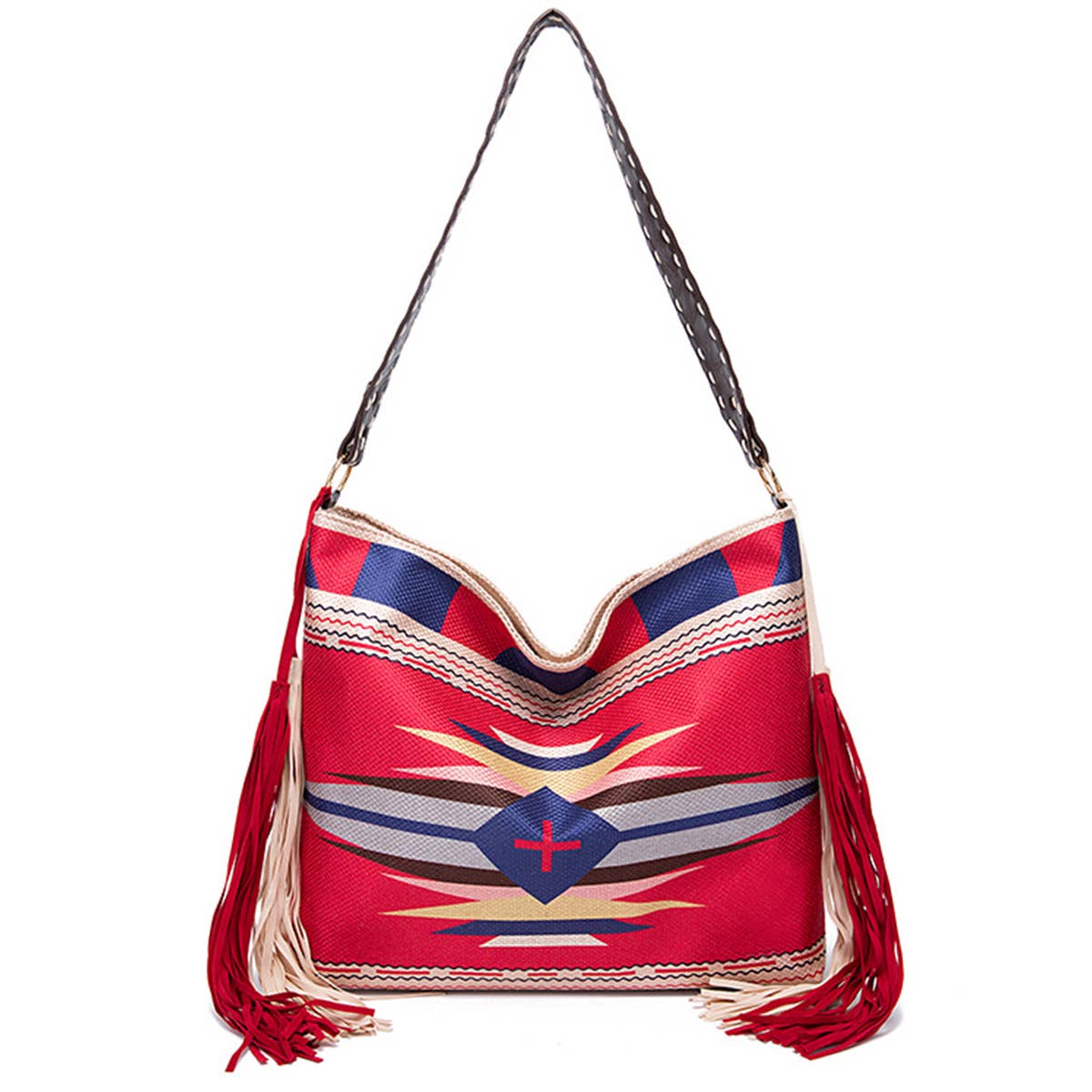 WOMEN CANVAS ETHNIC TRAVEL TASSEL BAGS_CWAB0560