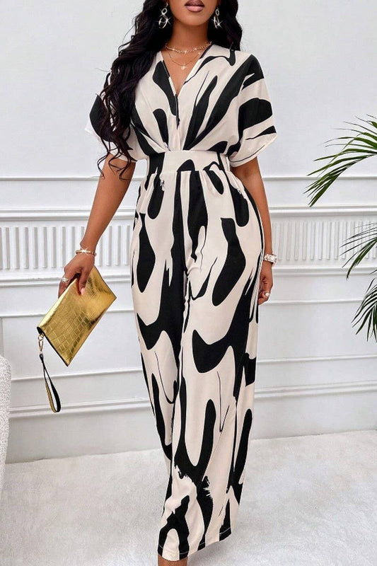 CWSJS1661_WOMEN'S PRINTED BATWING SLEEVE WIDE LEG JUMPSUIT