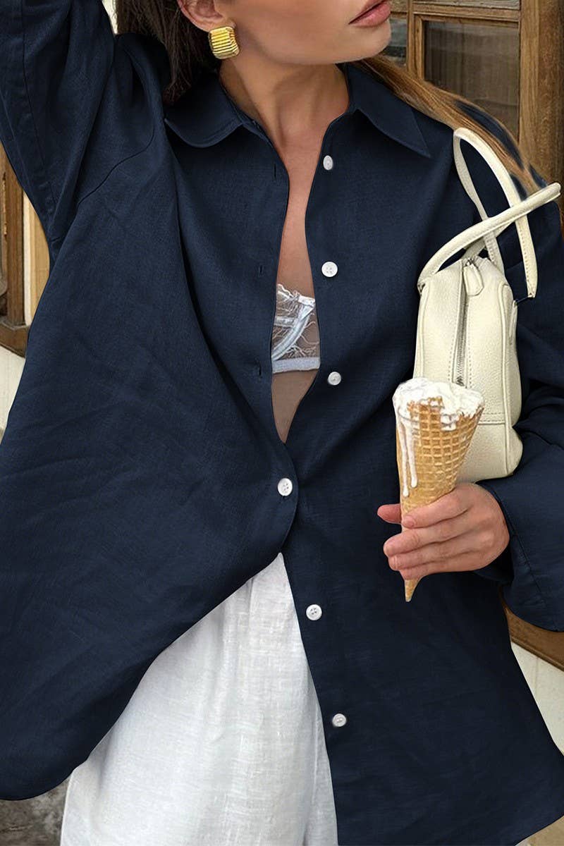 CWTSTL01009_CASUAL SOLID LOOSE FIT LONG SLEEVE SHIRT