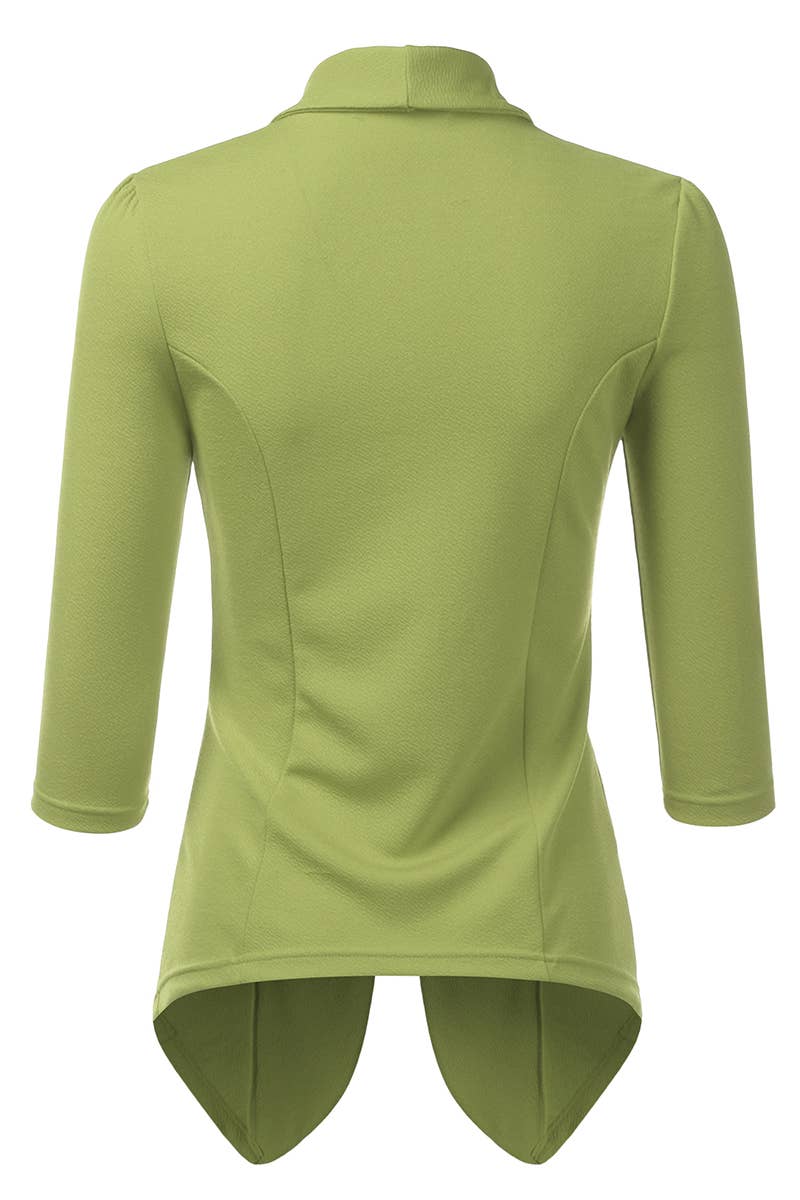 CWOBL089_Casual Work 3/4 Sleeve Open Front Blazer