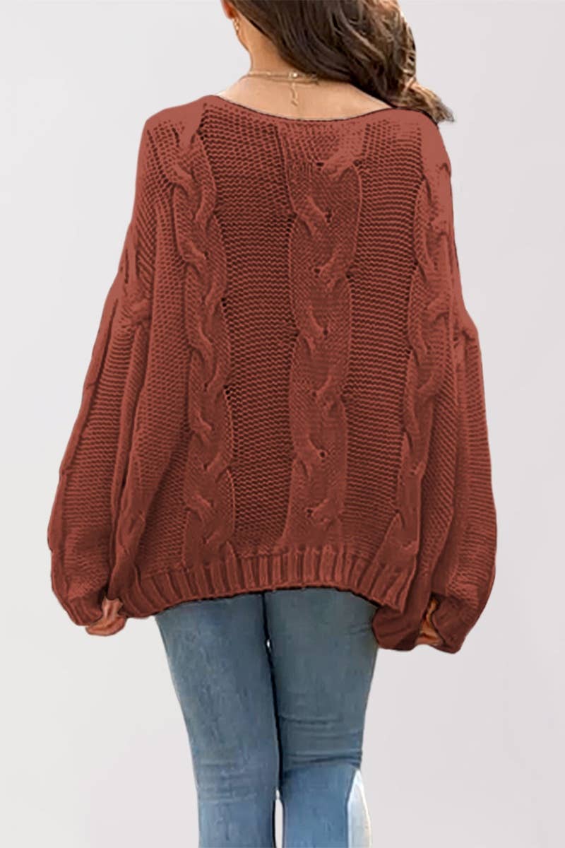 CWOSWL5853_ONE-SHOULDER LONG-SLEEVED PULLOVER SWEATER