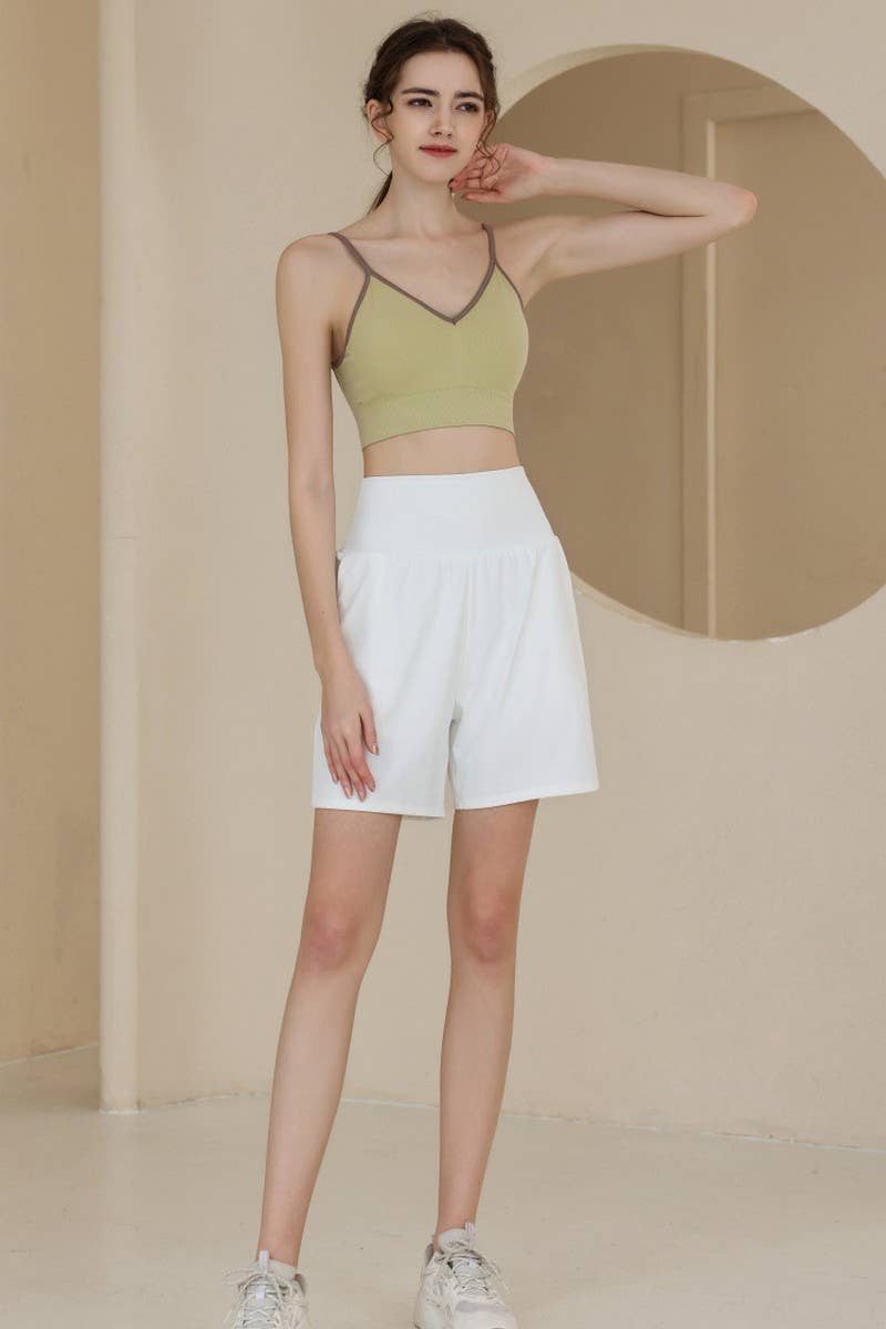 CWBSP0382_SOLID COLOR LOOSE YOGA SPORTS SHORTS