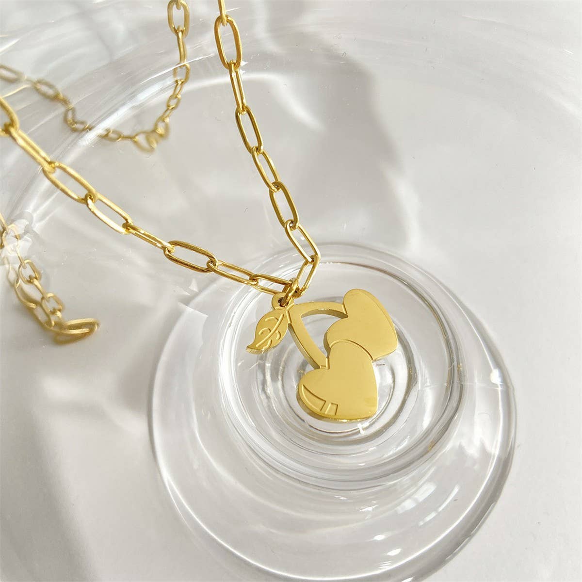NEW GIRL PINK PENDANT GOLD-PLATED NECKLACE