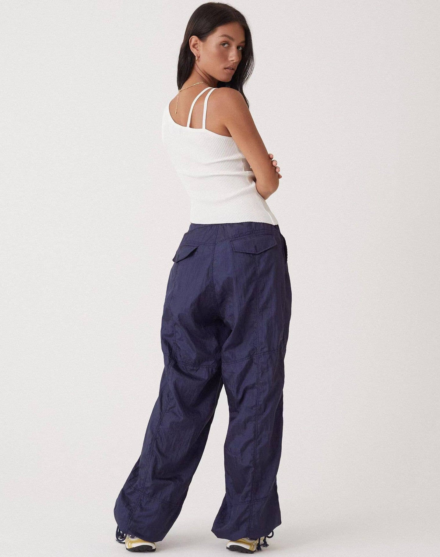 CWBLP1553_COMFORTABLE DRAWSTRING WIDE LEG CASUAL PANTS