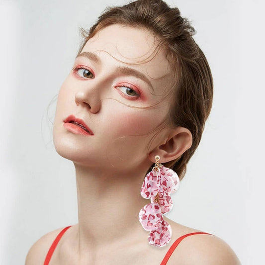 Handmade Heart Print Tassel Earrings ? Long & Chic
