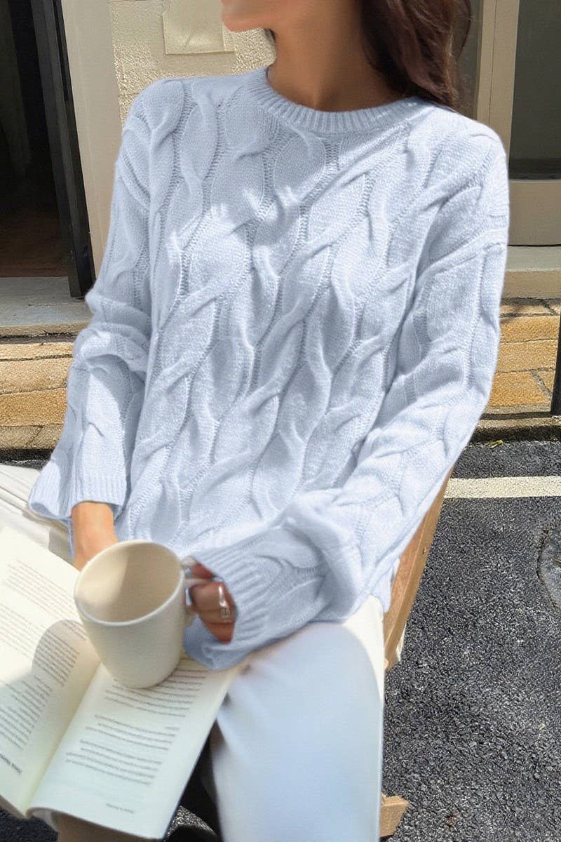 CWOSWL07484_CASUAL SIMPLE LONG SLEEVE SOLID SWEATER