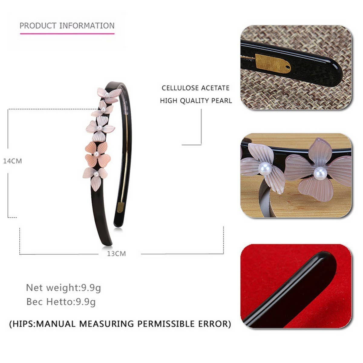 ACETATE HEADBAND SMALL FLORAL ALL-MATCH HAIRPIN_CWAHA4364