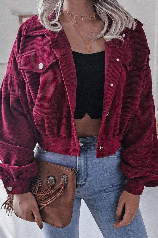 CWOJA0986_LONG SLEEVE CORDUROY CASUAL BOMBER JACKET