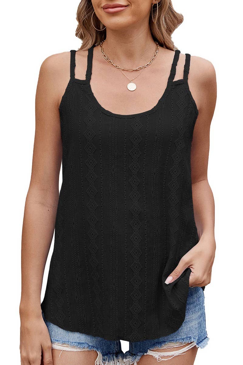 CWOV0683_SOLID COLOR ROUND NECK SLEEVELESS CAMISOLE