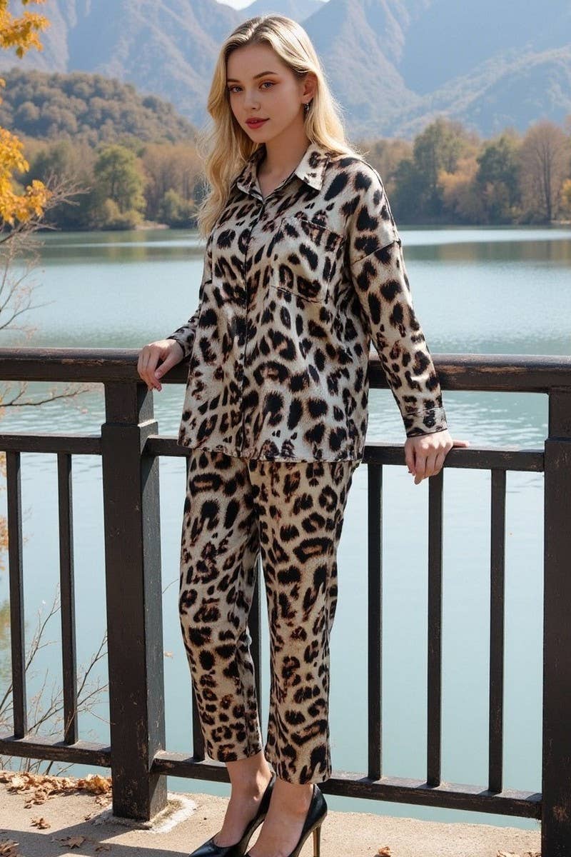 CWSPJ0422_LEOPARD PRINT LONG SLEEVE PAJAMA SET