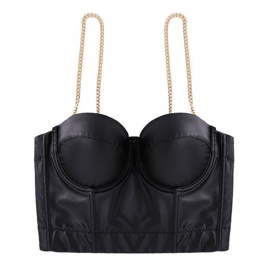 GOLD CHAIN STRAPLESS HERRINGBONE CORSET