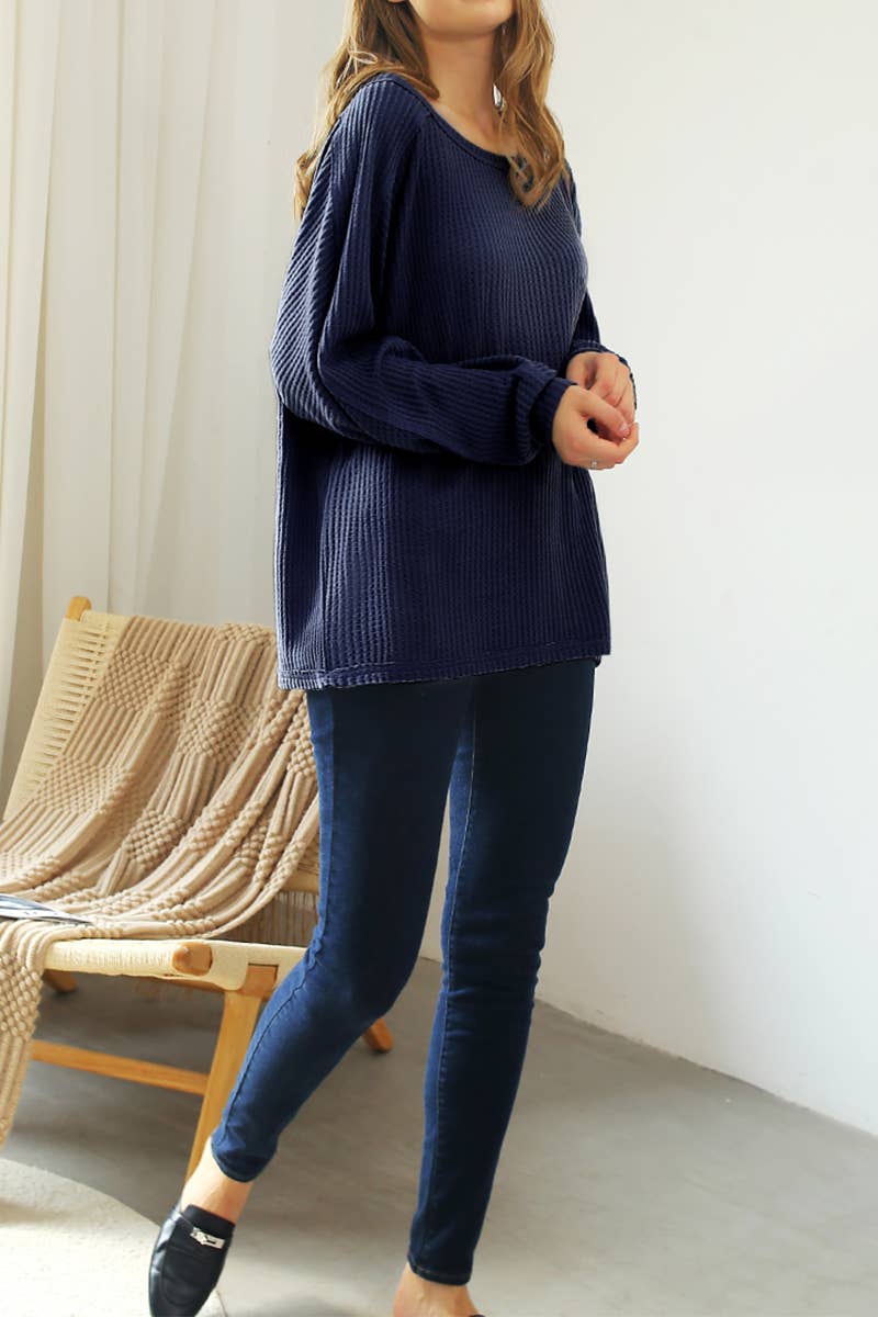 CWTTL1094_RAW DETAILED LOOSE FIT SOFT SWEATER KNIT TOP