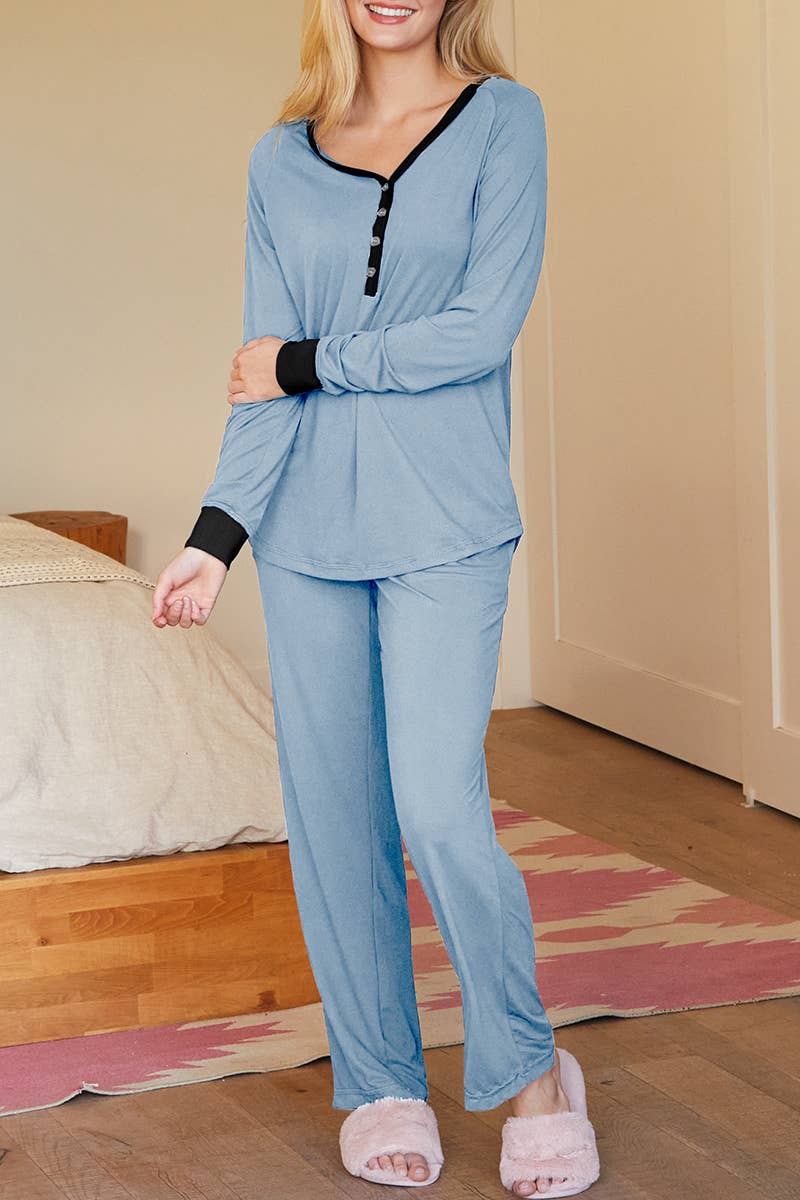 CWSPJ033_COZY LONG SLEEVE HENLEY NECK PAJAMA SET