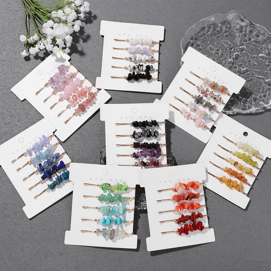 Natural Red Stone Hair Clip Set - Simple & Elegant_CWAHA1763