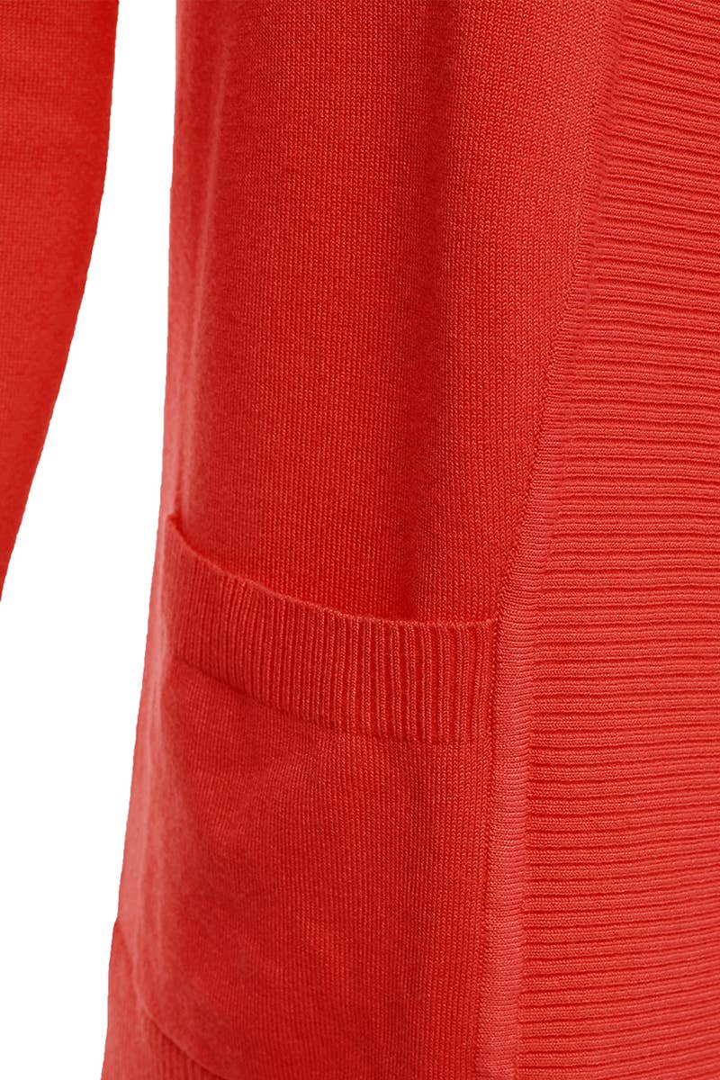 AWOCAL313_Open Front Long Sleeve Pockets Sweater Cardigan