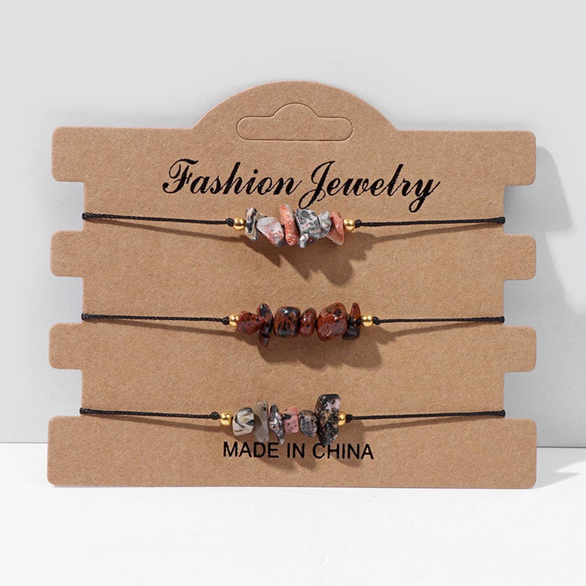 CRUSHED STONE TRIO BRAIDED BRACELET