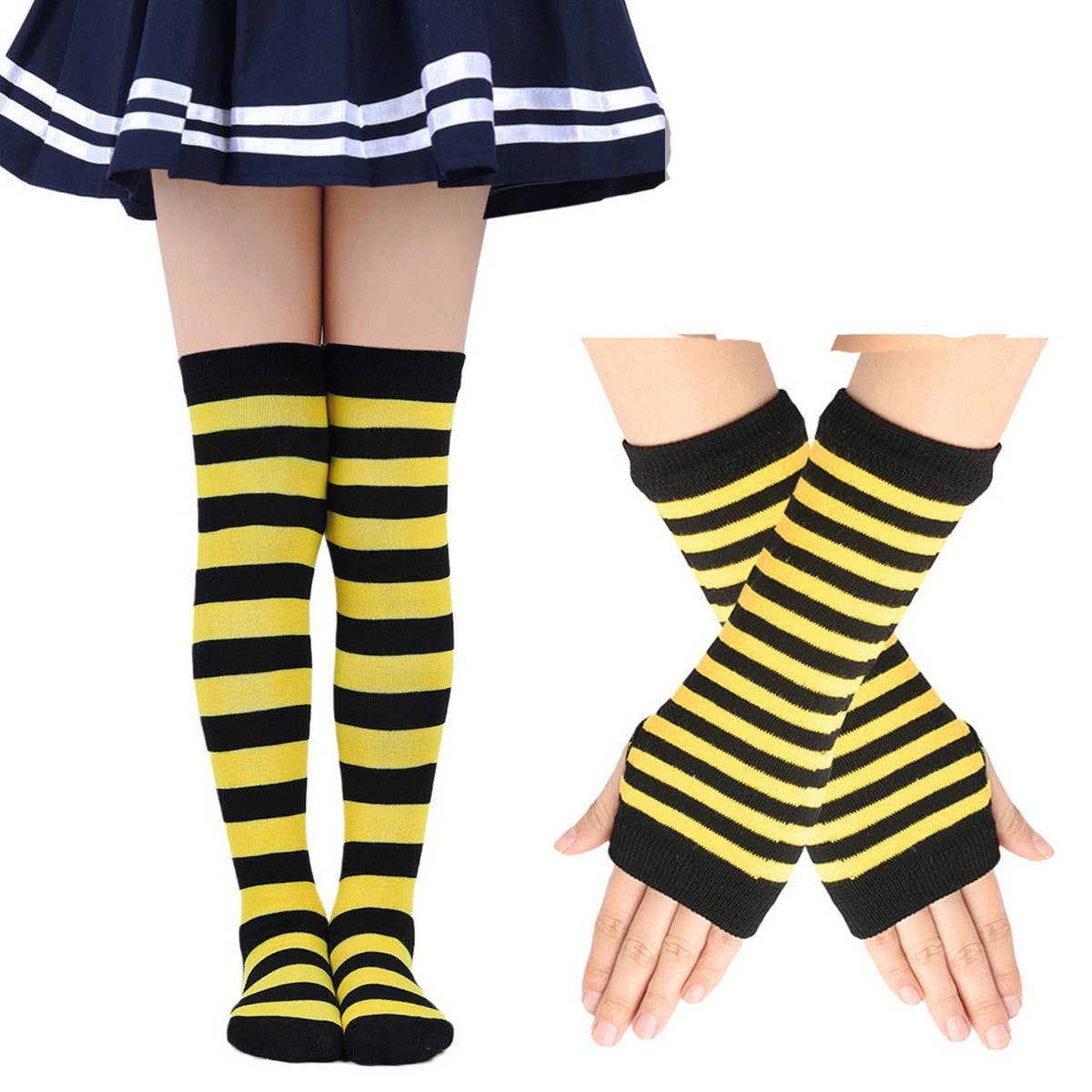 CWMM10061_KIDS KNIT STRIPED ARM & LEG WARMERS SET