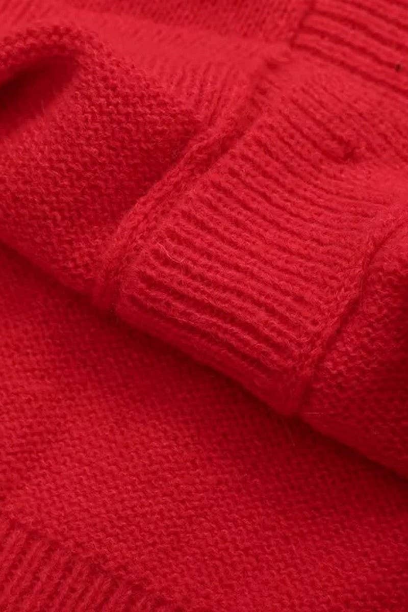 CWOCAL2196_FUR CUFFS CARDIGAN KNITTED SWEATER COAT