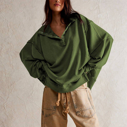 DESIGN SENSE SLIT LANTERN SLEEVE POLO COLLARHOODIE