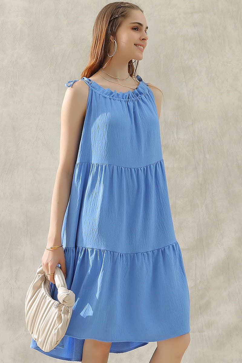 CWDSD10415_SHOULDER BOW TIE PRAIRIE DRESS