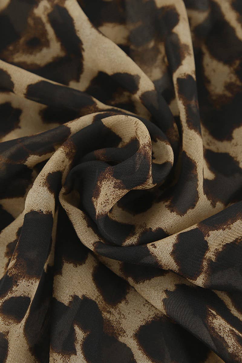 CWSPJ0073_LEOPARD PRINT LONG SLEEVE SHIRT SHORTS PAJAMAS SET