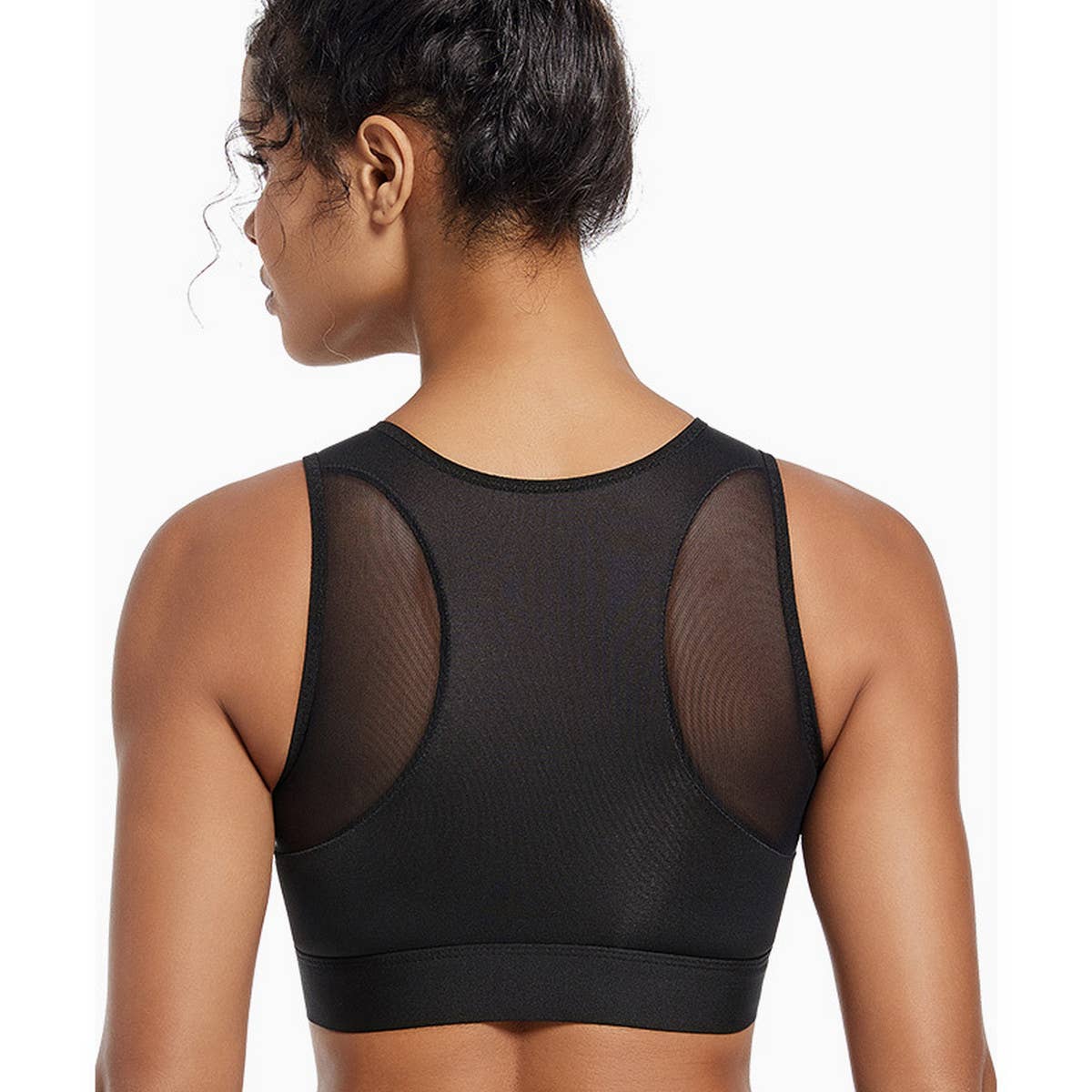 WOMEN RUNNING ZIPPER PUSH-UP YOGA BRA
