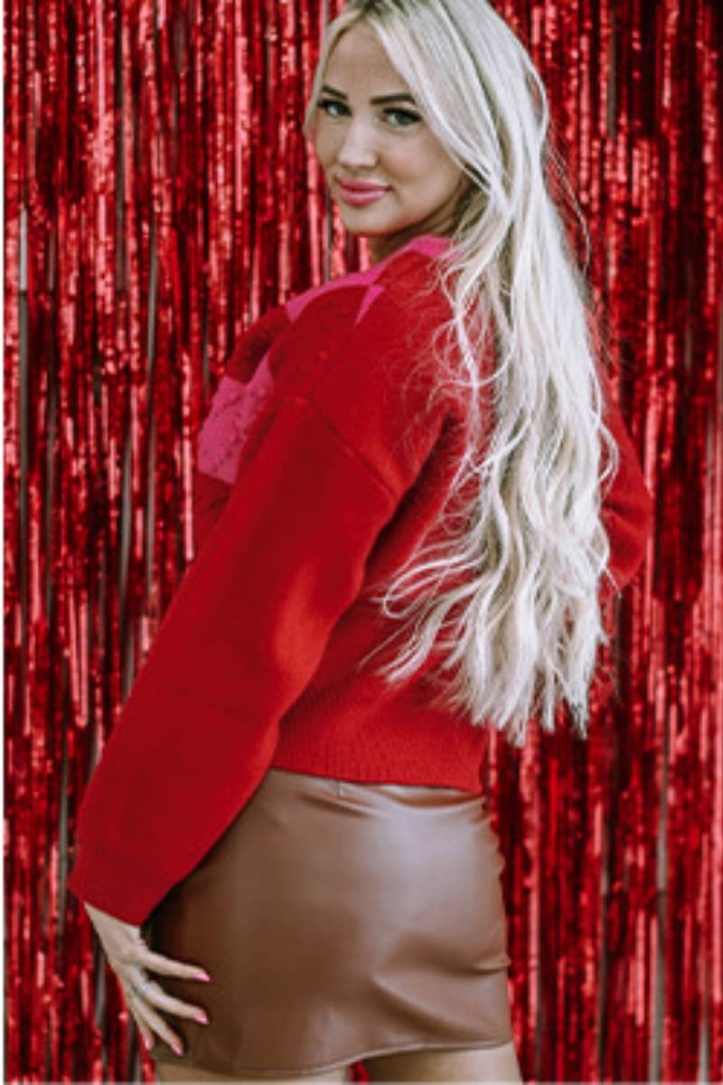 CWOSWL6665_WINTER CREW-NECK PLAID LONG-SLEEVED SWEATER