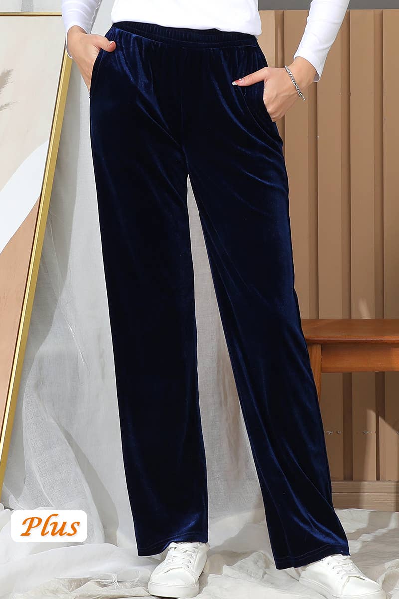 CWBLP417_WAIST BAND CASUAL VELVET LONG PANTS WITH POCKETS