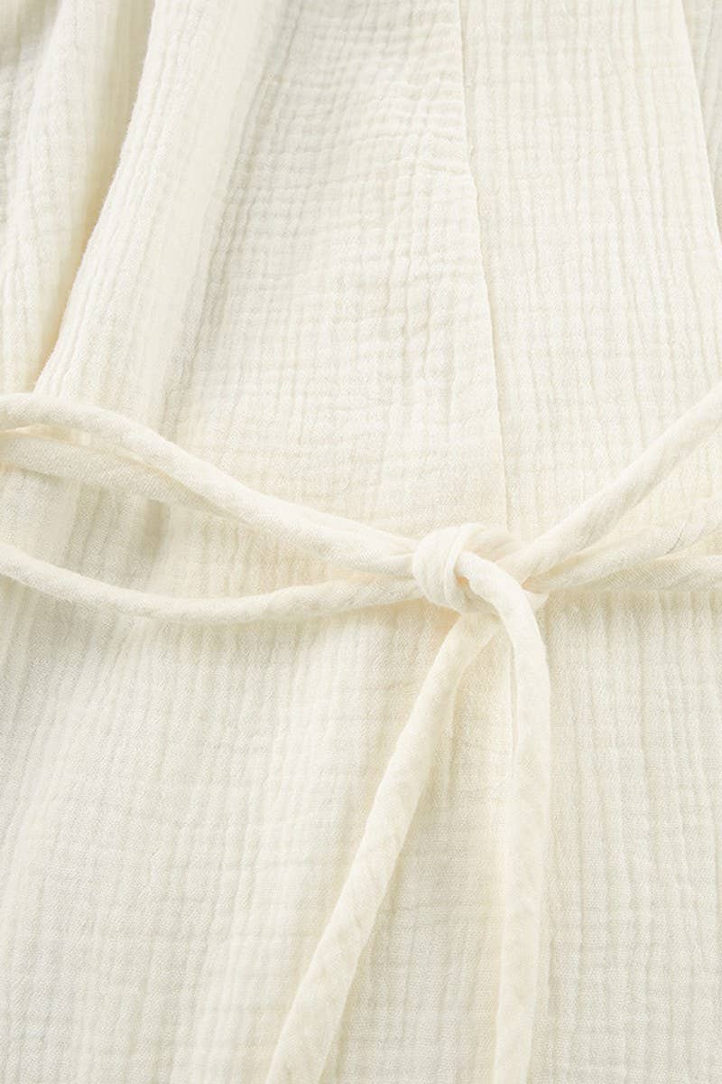 CWSPJ00523_COTTON ROBE WOMEN BREATHABLE LOUNGEWEAR WITH BELT