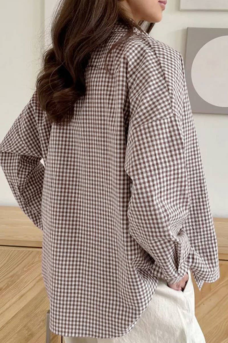 CWTSTL00912_COTTON PLAID LOOSE LONG-SLEEVED SHIRT JACKET