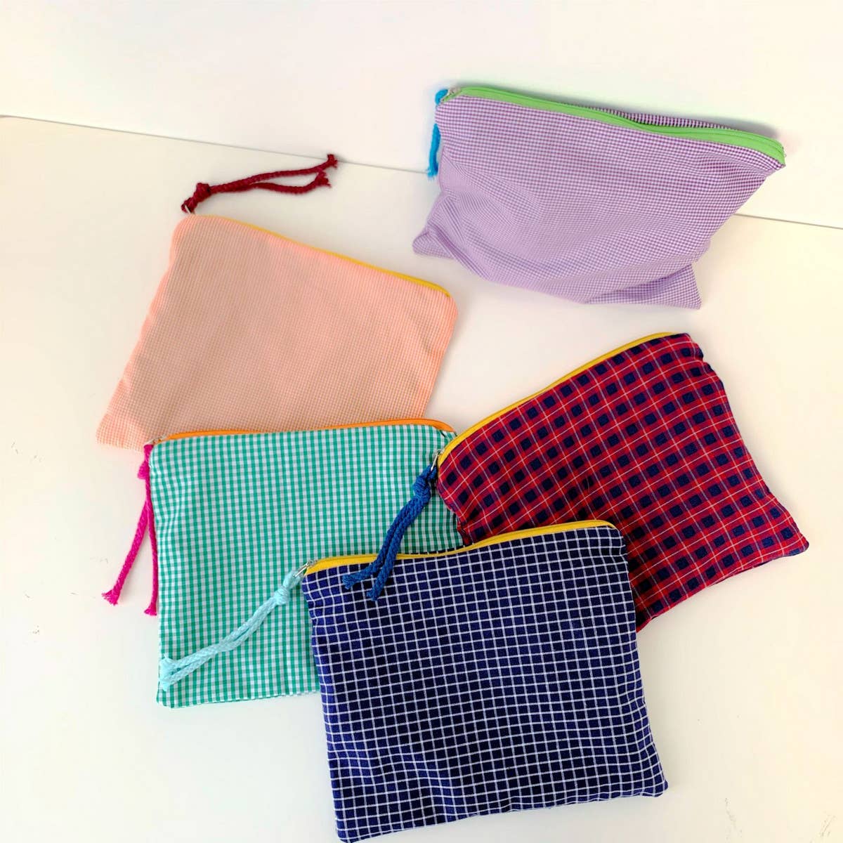 SIMPLE PLAID COLOR PENCIL CASE COSMETIC BAG_CWAB1038