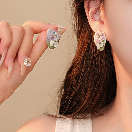 MONET GARDEN OIL PAINTING STYLE EARRINGS