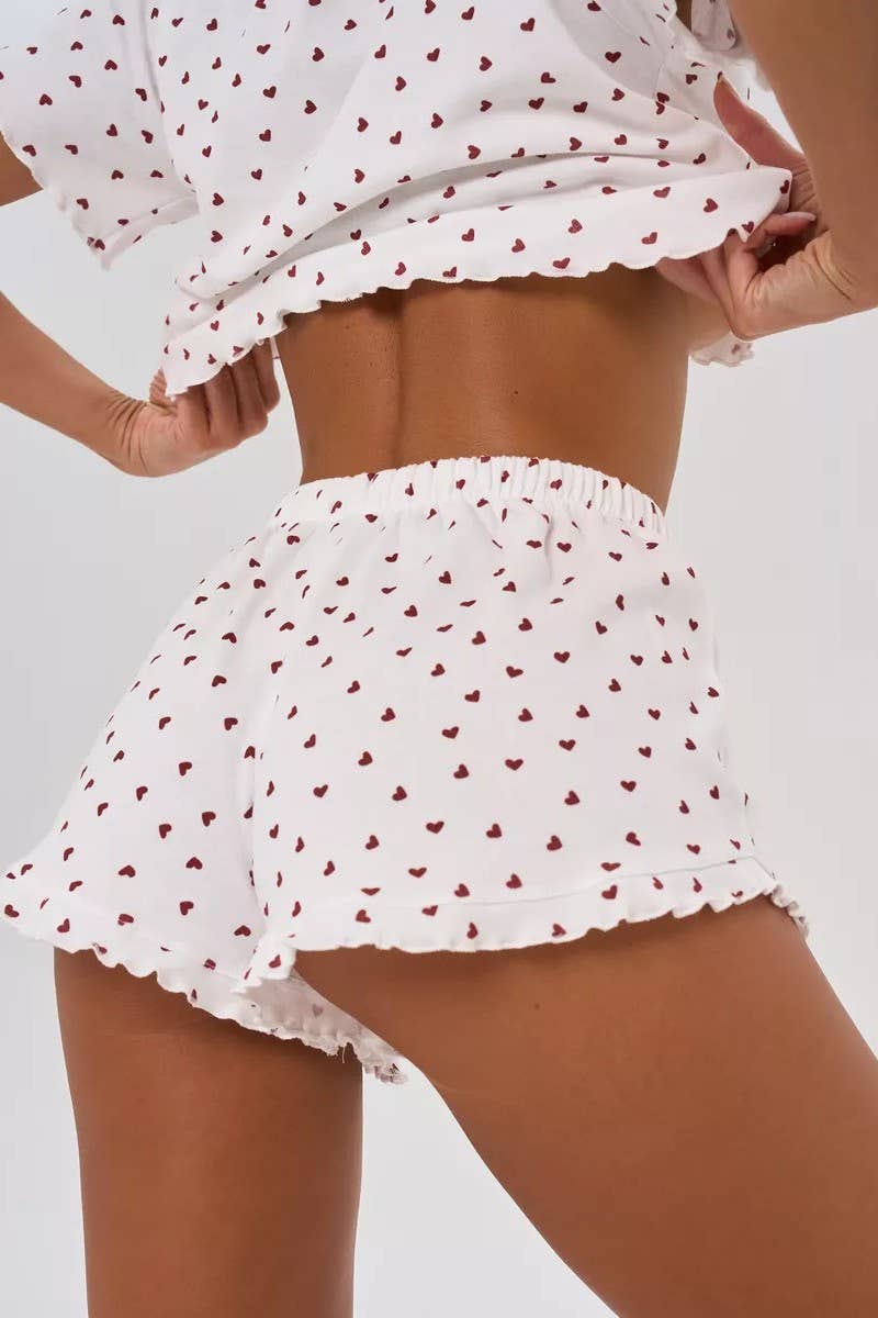 CWSPJ00482_HEART PRINT SHORT SLEEVE AND SHORTS PAJAMA SET