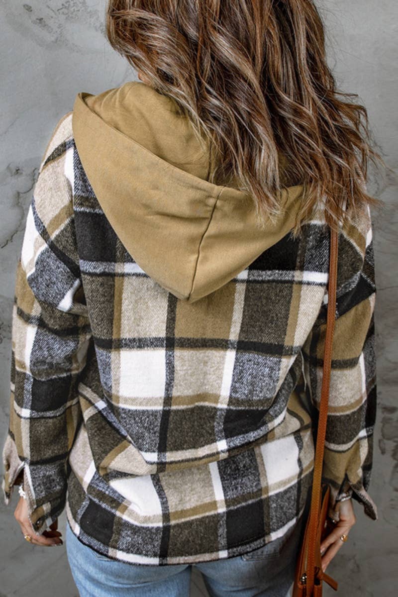 CWTSTL2383_PLAID HOODED LONG-SLEEVED SHIRT JACKET
