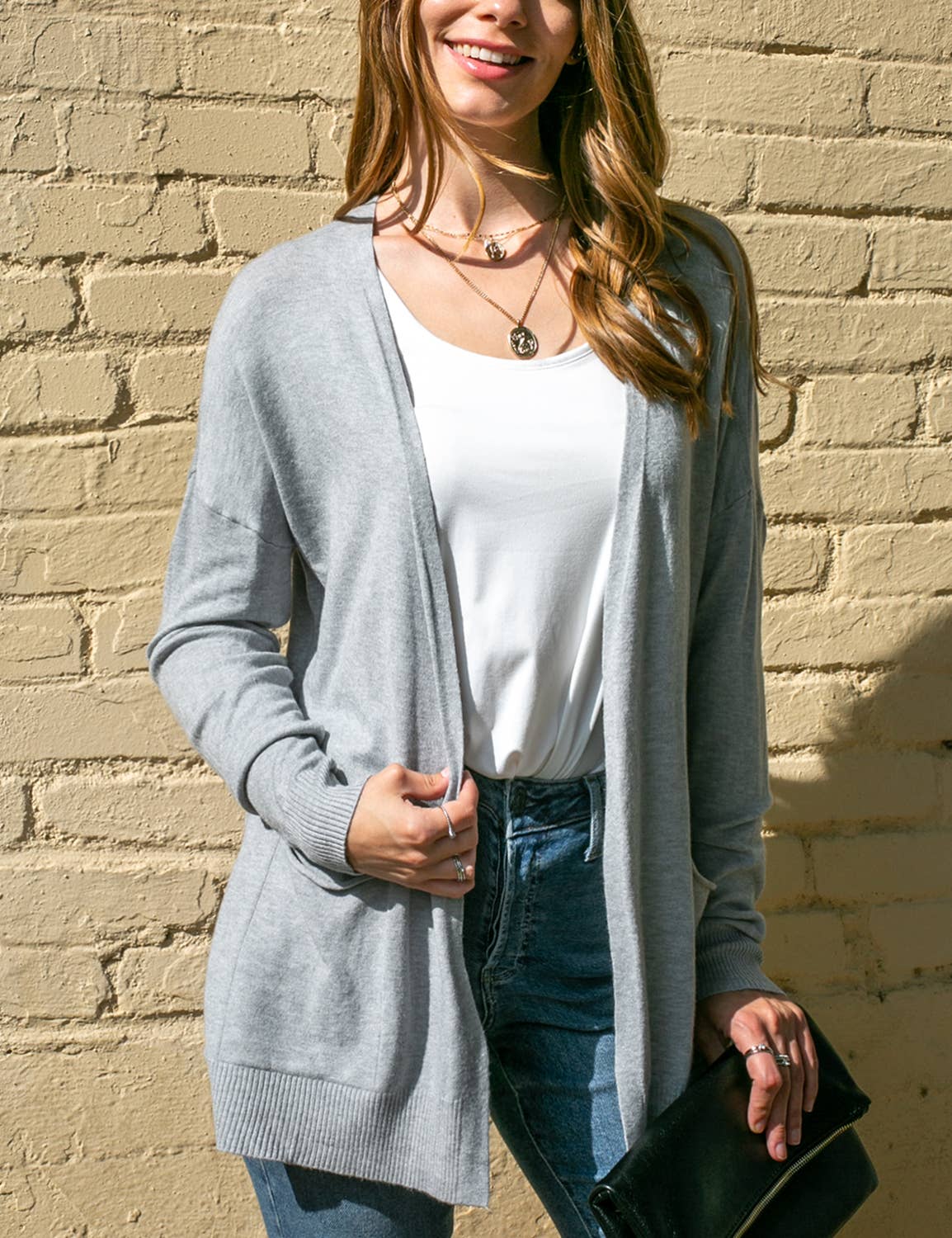 CWOSWL061_LOOSE FIT WITH POCKET SWEATER CARDIGAN