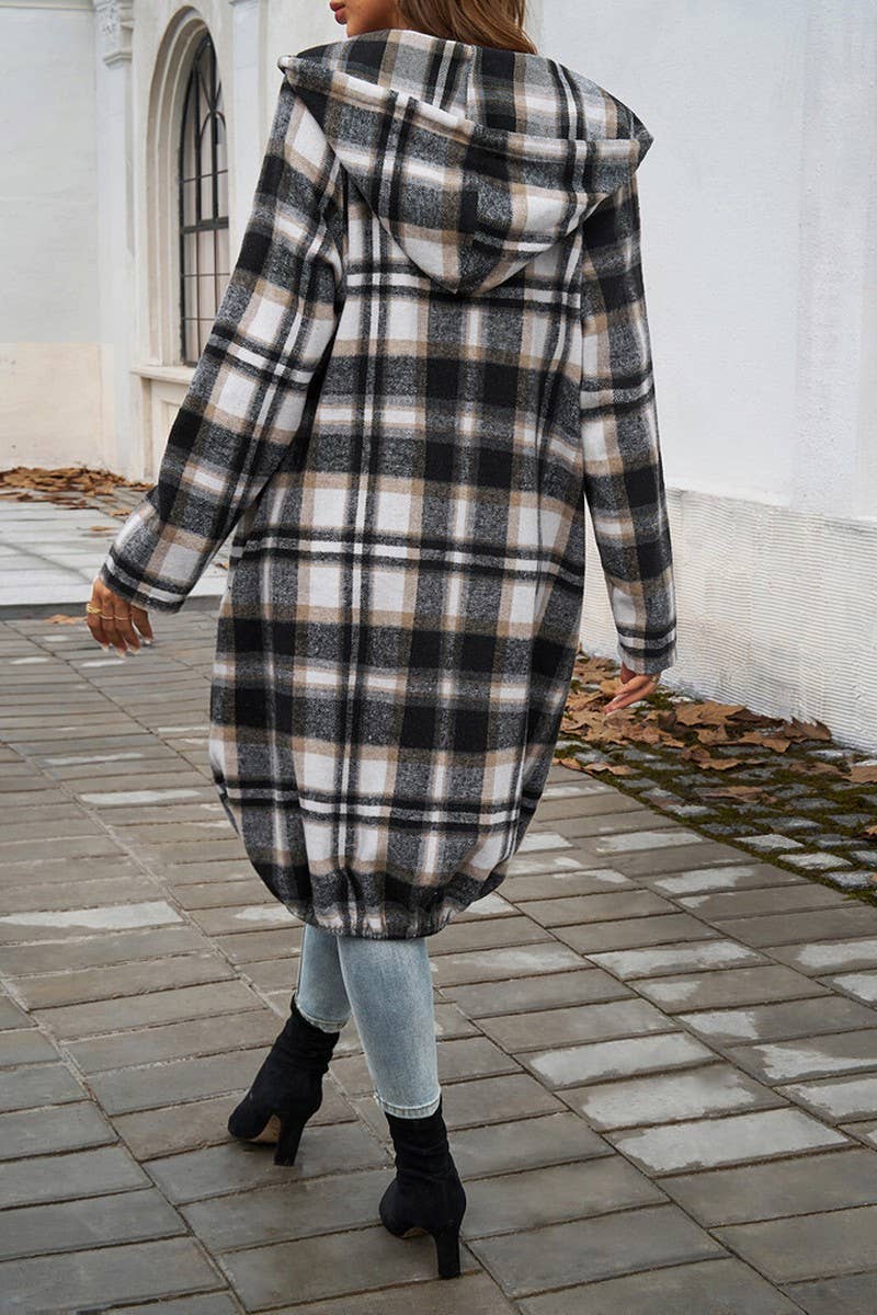 CWOCO0257_CASUAL LOOSE CONTRAST ZIP HOODED JACKET