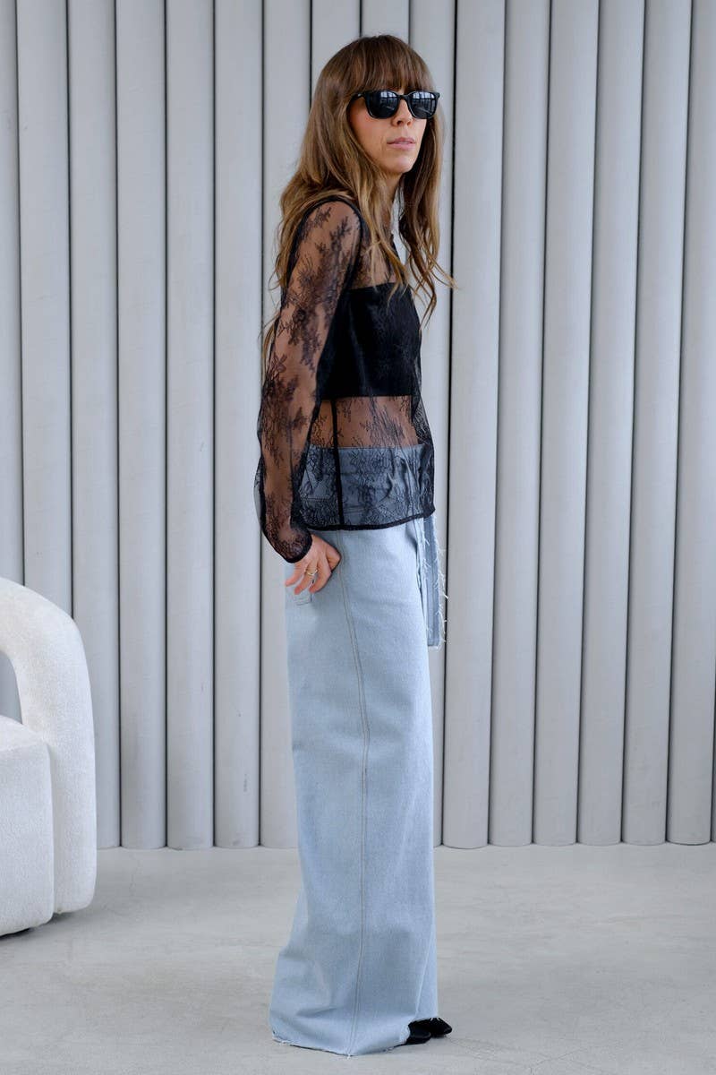 CWTBLL539_LONG-SLEEVED HOLLOW SEE-THROUGH LOOSE LACE T-SHIRT