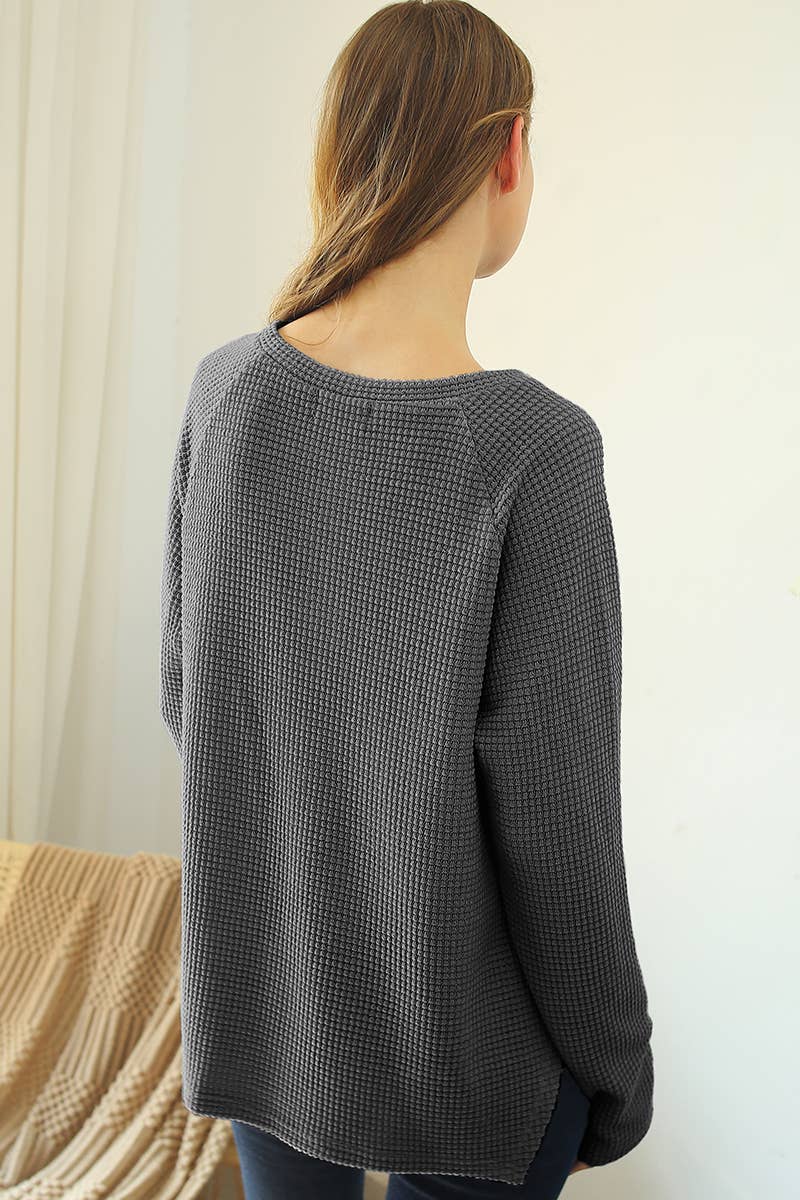 CWTTL1442_Round Neck Long Sleeved Top
