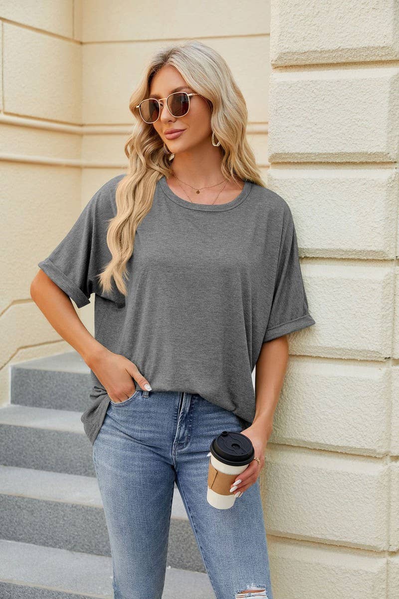CWTTS0816_Round Neck Short Sleeve Knit Top