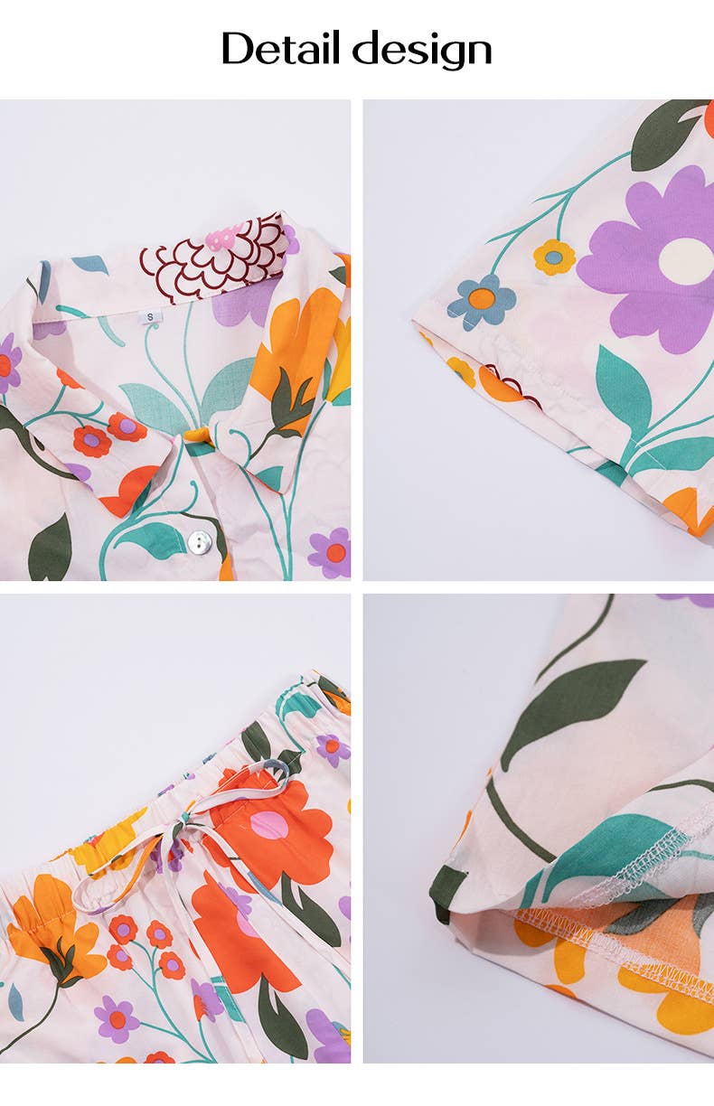 Bohemian Casual Color-Block Print Short Set