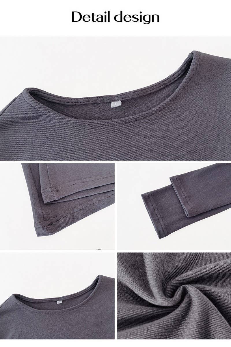 CWTBLL1480_ROUND NECK SOLID COLOR SLIM FIT LONG SLEEVE TOP