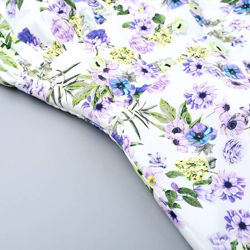 Backless Slit Maxi Flare Floral Dress